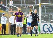 8 July 2017; Ciaran Lyng of Wexford is shown a red card by referee Conor Lane during the GAA Football All-Ireland Senior Championship Round 2B match between Wexford and Monaghan at Innovate Wexford Park in Co Wexford. Photo by Eóin Noonan/Sportsfile
