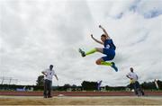 8 July 2017; Jake Costello of Carrick-on-Suir A.C, Co. Waterford, competing in the long jump event during Day 1 of the Irish Life Health National Juvenile Track & Field Championships at Tullamore Harriers Stadium in Tullamore, Co Offaly. Photo by Ramsey Cardy/Sportsfile