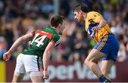 8 July 2017; Cillian O'Connor of Mayo celebrates in the direction of Gordon Kelly of Clare after scoring his side's first goal during the GAA Football All-Ireland Senior Championship Round 3A match between Clare and Mayo at Cusack Park in Ennis, Co Clare. Photo by Diarmuid Greene/Sportsfile