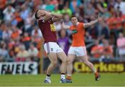 8 July 2017; Noel Mulligan of Westmeath reacts after kicking a wide during the GAA Football All-Ireland Senior Championship Round 2B match between Westmeath and Armagh at TEG Cusack Park in Mullingar, Co Westmeath. Photo by Piaras Ó Mídheach/Sportsfile