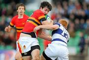 7 March 2012; John McCarthy, CBC Cork, is tackled by Rob Jermyn, Rockwell College. Avonmore SuperMilk Munster Schools Senior Cup, Semi-Final, CBC Cork. v Rockwell College, Musgrave Park, Cork. Picture credit: Diarmuid Greene / SPORTSFILE