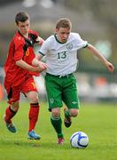 8 March 2012; Conor Melody, Republic of Ireland, in action against Niels Tulleneers, Belgium. U15 International Friendly, Republic of Ireland v Belgium, Celtic Park, Killarney, Co. Kerry. Picture credit: Diarmuid Greene / SPORTSFILE