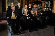 9 March 2012; Members of the 1948 Olympic Team, back row from left, Dermot Sherlock, Honorary Secretary of the OCI, Paddy Kavanagh, swimming, Brendan O'Kelly, football, Morgan McElligott, rowing, and Harry Boland, basketball. Front row, from left, Jimmy Reardan, athletics, Paddy Condon, swimming manager, Robin Tamplin, rowing, and Denis Sugure, rowing, during a reception for the surviving members of the 1948 London Olympics team. Benjamin Iveagh Library, Farmleigh House, Phoenix Park, Dublin. Picture credit: Pat Murphy / SPORTSFILE