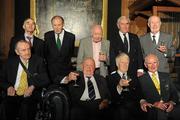 9 March 2012; Members of the 1948 Olympic Team, back row from left, Dermot Sherlock, Honorary Secretary of the OCI, Paddy Kavanagh, swimming, Brendan O'Kelly, football, Morgan McElligott, rowing, and Harry Boland, basketball. Front row, from left, Jimmy Reardon, athletics, Paddy Condon, swimming manager, Robin Tamplin, rowing, and Denis Sugure, rowing, during a reception for the surviving members of the 1948 London Olympics team. Benjamin Iveagh Library, Farmleigh House, Phoenix Park, Dublin. Picture credit: Pat Murphy / SPORTSFILE