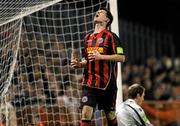 9 March 2012; Dinny Corcoran, Bohemians, reacts after going close with a shot on goal. Airtricity League Premier Division, Bohemians v Shelbourne, Dalymount Park, Dublin. Picture credit: Brian Lawless / SPORTSFILE