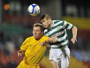 9 March 2012; Conor Powell, Shamrock Rovers, in action against Anthony Griffiths, Monaghan United. Airtricity League Premier Division, Shamrock Rovers v Monaghan United, Tallaght Stadium, Tallaght, Dublin. Picture credit: David Maher / SPORTSFILE