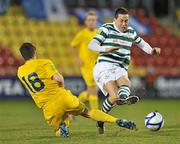 9 March 2012; Billy Dennehy, Shamrock Rovers, in action against Stephen Maher, Monaghan United. Airtricity League Premier Division, Shamrock Rovers v Monaghan United, Tallaght Stadium, Tallaght, Dublin. Picture credit: David Maher / SPORTSFILE