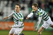 9 March 2012; Billy Dennehy, left, Shamrock Rovers, celebrates after scoring his side's second goal with team-mate Gary Twigg. Airtricity League Premier Division, Shamrock Rovers v Monaghan United, Tallaght Stadium, Tallaght, Dublin. Picture credit: David Maher / SPORTSFILE