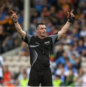 8 July 2017; Referee James Owens calls for a ' Hawkeye' ruling during the GAA Hurling All-Ireland Senior Championship Round 2 match between Waterford and Kilkenny at Semple Stadium in Thurles, Co Tipperary. Photo by Ray McManus/Sportsfile