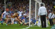 8 July 2017; T J Reid, 12, of Kilkenny scrambles the sliothar past Waterford  goalkeeper Stephen O'Keeffe to score a goal during the GAA Hurling All-Ireland Senior Championship Round 2 match between Waterford and Kilkenny at Semple Stadium in Thurles, Co Tipperary. Photo by Ray McManus/Sportsfile