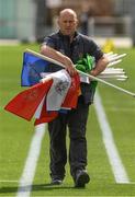 9 July 2017; Semple Stadium Groundsman David Hanley places the sideline flags in advance of the Munster GAA Hurling Senior Championship Final match between Clare and Cork at Semple Stadium in Thurles, Co Tipperary. Photo by Ray McManus/Sportsfile