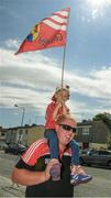 9 July 2017; Cork supporters David Hegganty and five year old Chloe, from Bandon, on their way to the Munster GAA Hurling Senior Championship Final match between Clare and Cork at Semple Stadium in Thurles, Co Tipperary. Photo by Ray McManus/Sportsfile