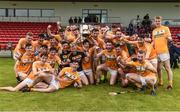 9 July 2017; Antrim players celebrate with the Donal McNaughton cup after the Electric Ireland Ulster GAA Hurling Minor Championship Final match between Antrim and Derry at Owenbeg in Co Derry. Photo by Oliver McVeigh/Sportsfile