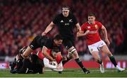 8 July 2017; Elliot Daly of the British & Irish Lions is tackled by Ngani Laumape and Anton Lienert-Brown of New Zealand during the Third Test match between New Zealand All Blacks and the British & Irish Lions at Eden Park in Auckland, New Zealand. Photo by Stephen McCarthy/Sportsfile