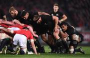 8 July 2017; The New Zealand pack, including Joe Moody, Codie Taylor, Owen Franks and Jerome Kaino prepare to engage in a scrum during the Third Test match between New Zealand All Blacks and the British & Irish Lions at Eden Park in Auckland, New Zealand. Photo by Stephen McCarthy/Sportsfile