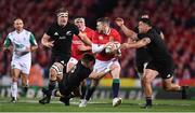 8 July 2017; Elliot Daly of the British & Irish Lions is tackled by Jordie Barrett, left, and Codie Taylor of New Zealand during the Third Test match between New Zealand All Blacks and the British & Irish Lions at Eden Park in Auckland, New Zealand. Photo by Stephen McCarthy/Sportsfile