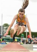 9 July 2017; Jennifer Hanrahan of Brothers Pease A.C. competing in the girls U15 triple jump event during Day 2 of the Irish Life Health National Juvenile Track & Field Championships at Tullamore Harriers Stadium in Tullamore, Co Offaly. Photo by Eóin Noonan/Sportsfile