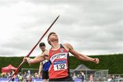 9 July 2017; Gareth Crawford of Lifford Strabane A.C. competing in the Boys U19 Javelin event during Day 2 of the Irish Life Health National Juvenile Track & Field Championships at Tullamore Harriers Stadium in Tullamore, Co Offaly. Photo by Eóin Noonan/Sportsfile