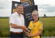 9 July 2017; Player of the match Leanne Tumelty of Kilkenny United WFC is presented with her trophy by John Morgan of Continental Tyres Ireland following the Continental Tyres Women’s National League match between Kilkenny United WFC and Galway WFC at United Park, Thomastown, Co. Kilkenny. Photo by Seb Daly/Sportsfile
