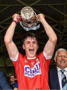 9 July 2017; Cork captain Sean O'Leary Hayes with the cup after the Electric Ireland Munster GAA Hurling Minor Championship Final match between Cork and Clare at Semple Stadium in Thurles, Co Tipperary. Photo by Ray McManus/Sportsfile