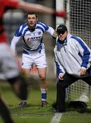10 March 2012; Laois goalkeeper Eoin Culliton and an umpire keep a close eye on play. Allianz Football League, Division 1, Round 4, Laois v Cork, O'Moore Park, Portlaoise, Co. Laois. Picture credit: Ray McManus / SPORTSFILE