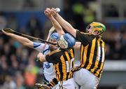 11 March 2012; T.J Reid, 10 and Richie Power, Kilkenny, in action against Declan Predergast, Waterford. Allianz Hurling League Division 1A, Round 2, Waterford v Kilkenny, Walsh Park, Co. Waterford. Picture credit: David Maher / SPORTSFILE