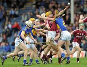 11 March 2012; Johnny Coen, Galway, in action against Conor O'Mahony, Tipperary. Allianz Hurling League Division 1A, Round 2, Tipperary v Galway, Semple Stadium, Thurles, Co. Tipperary. Picture credit: Brian Lawless / SPORTSFILE