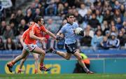 11 March 2012; Diarmuid Connolly races past the Armagh full back Brendan Donaghy on his way to score the fourth goal for Dublin. Allianz Football League Division 1, Round 4, Dublin v Armagh, Croke Park, Dublin. Picture credit: Ray McManus / SPORTSFILE
