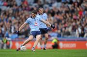 11 March 2012; Dublin corner forward Diarmuid Connolly, who ended the game with a personal score of 3-03, kicks a second half free. Allianz Football League Division 1, Round 4, Dublin v Armagh, Croke Park, Dublin. Picture credit: Ray McManus / SPORTSFILE