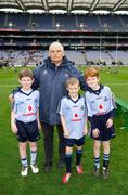 11 March 2012; Dublin mascots Sean Geoghan, left, and Tiernan Ryan, right, both from Skerries, and Jack Murphy, from Swords, who was a 'special guest' of the Dublin County Board, with Chairman Andy Kettle before the game. Allianz Hurling League Division 1A, Round 2,  Croke Park, Dublin. Picture credit: Ray McManus / SPORTSFILE