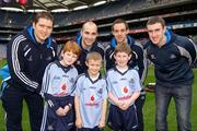 11 March 2012; Dublin mascots Sean Geoghan, left, and Tiernan Ryan, right, both from Skerries, and Jack Murphy, from Swords, who was a 'special guest' of the Dublin County Board, with Dublin stars Conal Keaney, Stephen Hiney, Tomas Brady and Peter Kelly. Allianz Hurling League Division 1A, Round 2, Croke Park, Dublin. Picture credit: Ray McManus / SPORTSFILE