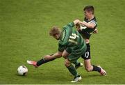 8 July 2017; Sean Boyd of Shamrock Rovers in action against Stuart Armstrong of Celtic during the friendly match between Shamrock Rovers and Glasgow Celtic at Tallaght Stadium in Dublin. Photo by David Fitzgerald/Sportsfile