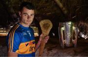 11 July 2017; In attendance during the GAA Hurling All Ireland Senior Championship Series National Launch at the Irish National Heritage Park, in Co. Wexford is Sean Curran of Tipperary with the Liam MacCarthy Cup. Photo by Brendan Moran/Sportsfile