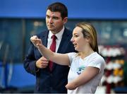 11 July 2017; Paralympics Ireland has officially announced that they will host the 2018 Para Swimming European Championships at National Aquatic Centre from 13th to 19th August 2018. This is the very first time such a prestigious Para sport event will come to Ireland. Notably, the Championships will be the biggest competition to be held at the National Aquatic Centre in 15 years presenting an unrivalled opportunity to internationally showcase all the National Sports Campus has to offer. In attendance at the launch are Ellen Keane with Brendan Griffin, T.D, Minister of State for Tourism and Sport. Photo by Brendan Moran/Sportsfile