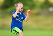 11 July 2017; Calum Farrally, age 9, from Dublin, in action during the Bank of Ireland Leinster Rugby Summer Camp at Balbriggan RFC in Dublin. Photo by Eóin Noonan/Sportsfile