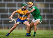 12 July 2017; Michael O'Malley of Clare is tackled by Thomas Grimes of Limerick during the Bord Gais Energy Munster GAA Hurling Under 21 Championship Semi-Final match between Limerick and Clare at the Gaelic Grounds in Limerick. Photo by Brendan Moran/Sportsfile