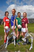 13 July 2017; Stars of the TG4 All Ireland Championships assembled at the famous Dún Aengus on Inis Mór in the Aran Islands to launch the 2017 TG4 All Ireland Championships. The championship gets underway when the preliminary rounds take place on July 22nd as 36 counties begin the journey that will take them to Croke Park on September 24th. TG4 also announced their search for the #properfan that will take place throughout the 2017 TG4 All Ireland Champinships. Pictured are ladies footballers, from left, Ciara O'Sullivan of Cork, Aishling Moloney of Tipperary, Niamh O'Sullivan of Meath, and Sinead Burke of Galway, at Dún Aengus, Inis Mór, Aran Islands, Co. Galway.  Photo by Seb Daly/Sportsfile