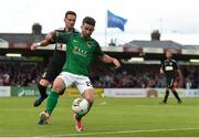 13 July 2017; Sean Maguire of Cork City in action against Daniel Mojsov of AEK Larnaca during the UEFA Europa League Second Qualifying Round First Leg match between Cork City and AEK Larnaca at Turner's Cross in Cork. Photo by Eóin Noonan/Sportsfile