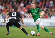 13 July 2017; Kevin O'Connor of Cork City in action against Hector Hevel of AEK Larnaca during the UEFA Europa League Second Qualifying Round First Leg match between Cork City and AEK Larnaca at Turner's Cross in Cork. Photo by Eóin Noonan/Sportsfile