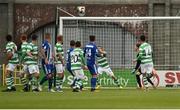 13 July 2017; Simon Madden of Shamrock Rovers clears the ball off the line during the UEFA Europa League Second Qualifying Round First Leg match between Shamrock Rovers and Mlada Boleslav at Tallaght Stadium in Tallaght, Co Dublin. Photo by David Maher/Sportsfile