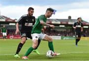 13 July 2017; Sean Maguire of Cork City in action against Florian Taulemesse of AEK Larnaca during the UEFA Europa League Second Qualifying Round First Leg match between Cork City and AEK Larnaca at Turner's Cross in Cork. Photo by Eóin Noonan/Sportsfile