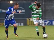 13 July 2017; Trevor Clarke of Shamrock Rovers in action against Lukas Pauschek of Mlada Boleslav during the UEFA Europa League Second Qualifying Round First Leg match between Shamrock Rovers and Mlada Boleslav at Tallaght Stadium in Tallaght, Co Dublin. Photo by David Maher/Sportsfile