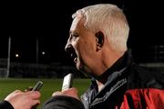 10 March 2012; The Cork manager Conor Counihan is interviewed after the game. Allianz Football League, Division 1, Round 4, Laois v Cork, O'Moore Park, Portlaoise, Co. Laois. Picture credit: Ray McManus / SPORTSFILE