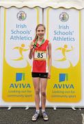 10 March 2012; Soifra O'Flaherty, St. Leo's, Carlow, with her gold medal after winning the Minor Girls 2000m race at the Aviva All-Ireland Schools' Cross Country 2012. St Mary’s College, Galway. Picture credit: Diarmuid Greene / SPORTSFILE