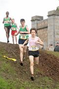 10 March 2012; Kevin Mulcaire, St. Flannan's, Ennis, Co. Clare, on his way to finishing in fourth place, followed by eventual fifth place Lucas O hOrgain, Colaiste Chriost Ri, Cork, during the Junior Boys 3500m race at the Aviva All-Ireland Schools' Cross Country 2012. St Mary’s College, Galway. Picture credit: Diarmuid Greene / SPORTSFILE