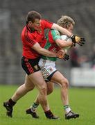 11 March 2012; Conor Mortimer, Mayo, in action against Daniel McCartan, Down. Allianz Football League, Division 1, Round 4, Mayo v Down, Elverys McHale Park, Castlebar, Co. Mayo. Picture credit: Pat Murphy / SPORTSFILE