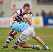 13 March 2012; John Moloney, Clongowes Wood College SJ, is tackled by Gavin Croke, St. Michael's College. Powerade Leinster Schools Junior Cup Semi-Final, Clongowes Wood College SJ v St. Michael's College, Donnybrook Stadium, Donnybrook, Dublin. Picture credit: Barry Cregg / SPORTSFILE