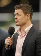 10 March 2012; Ireland's Brian O'Driscoll is interviewed before the game. RBS Six Nations Rugby Championship, Ireland v Scotland, Aviva Stadium, Lansdowne Road, Dublin. Picture credit: Brendan Moran / SPORTSFILE
