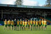 4 March 2012; The Donegal team stand for the National Anthem. Allianz Football League Division 1, Round 3, Donegal v Cork, MacCumhaill Park, Ballybofey, Co. Donegal. Picture credit: Oliver McVeigh / SPORTSFILE