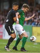 13 July 2017; Richie Sadlier of Cork City in action against Joan Truyols of AEK Larnaca during the UEFA Europa League Second Qualifying Round First Leg match between Cork City and AEK Larnaca at Turner's Cross in Cork. Photo by Eóin Noonan/Sportsfile
